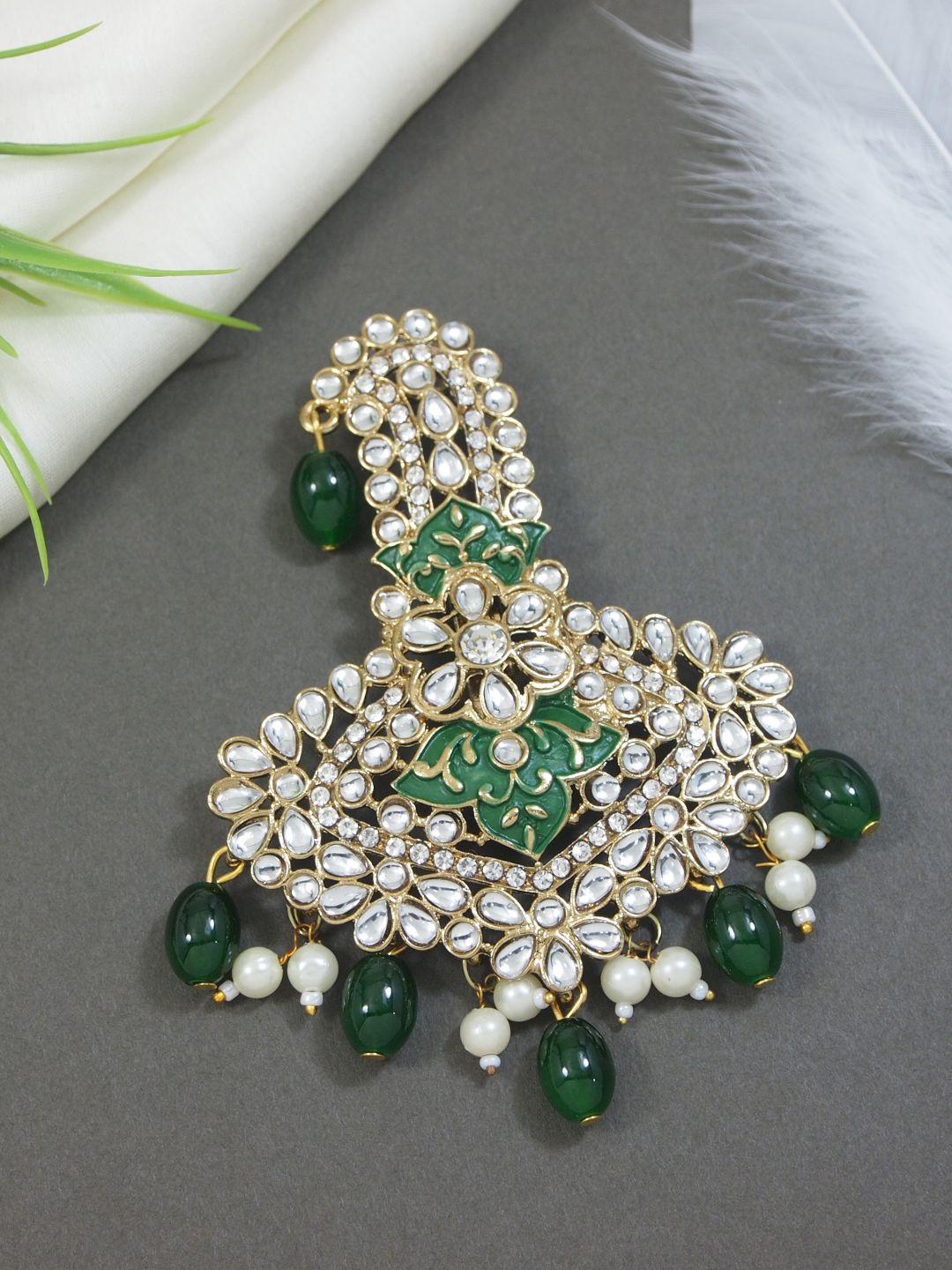 

I Jewels Gold Plated Kundan Studded Safa Kalangi Brooch