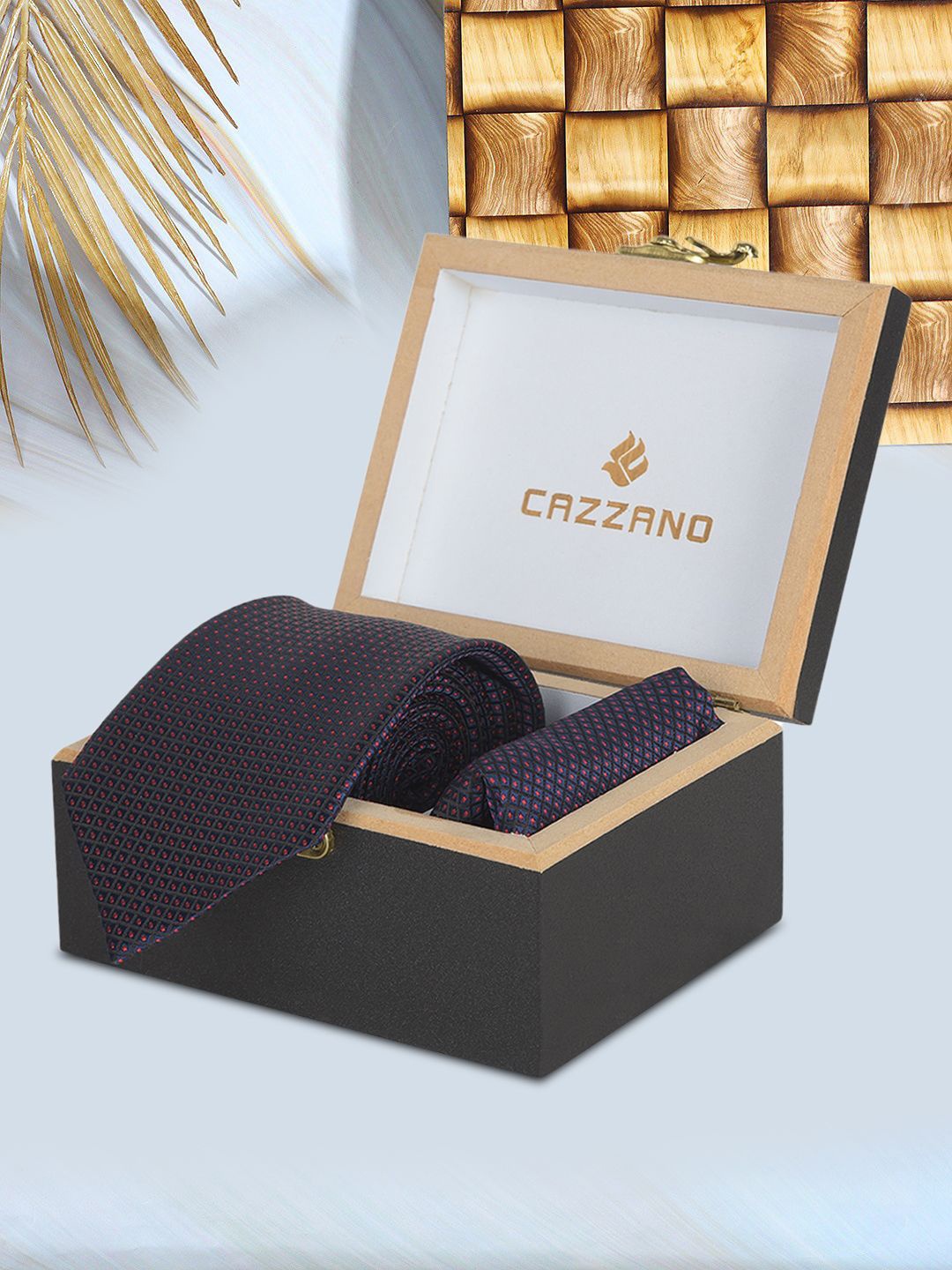 

Cazzano Men Printed Neck Tie With Pocket Square Accessory Gift Set, Blue