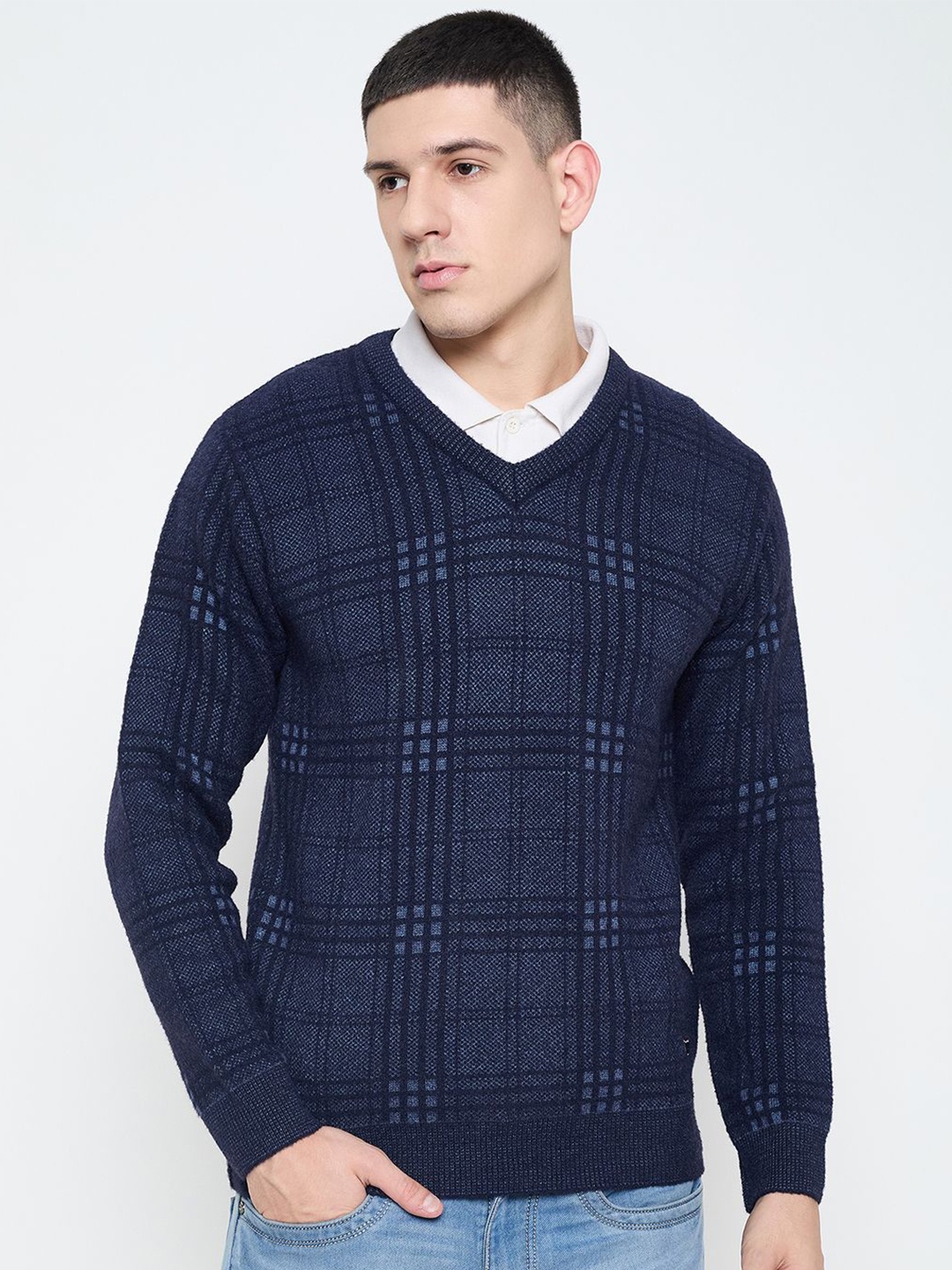 

Duke Men Checked Pullover, Blue