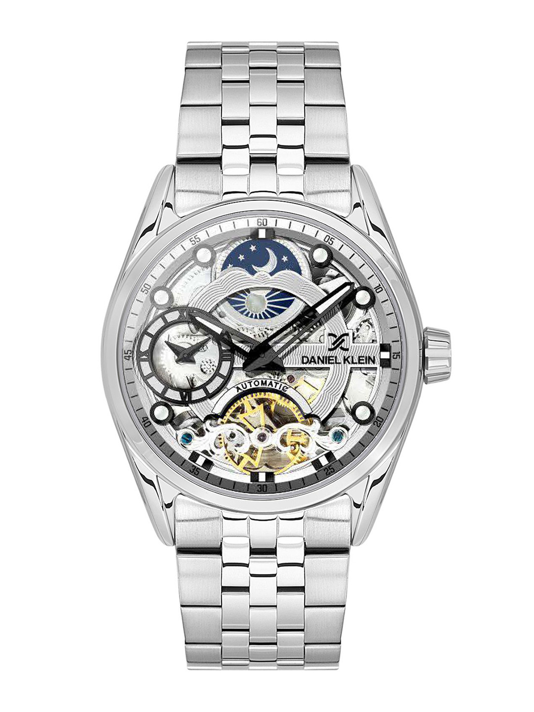 

Daniel Klein Men Printed Dial & Bracelet Style Straps Analogue Watch DK.1.13855-1, Silver