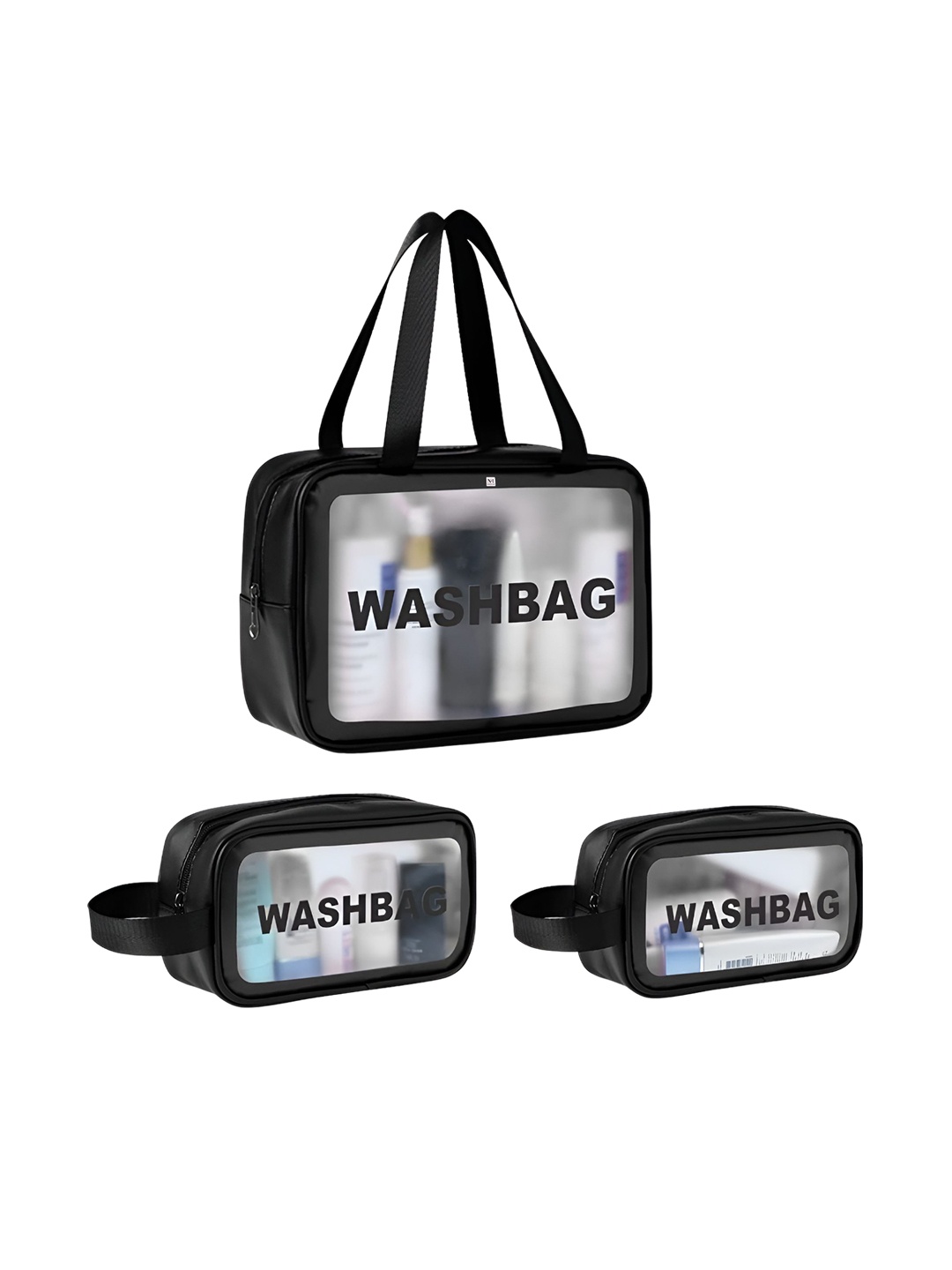 

NFI essentials Set Of 3 Printed Makeup Pouch - Black