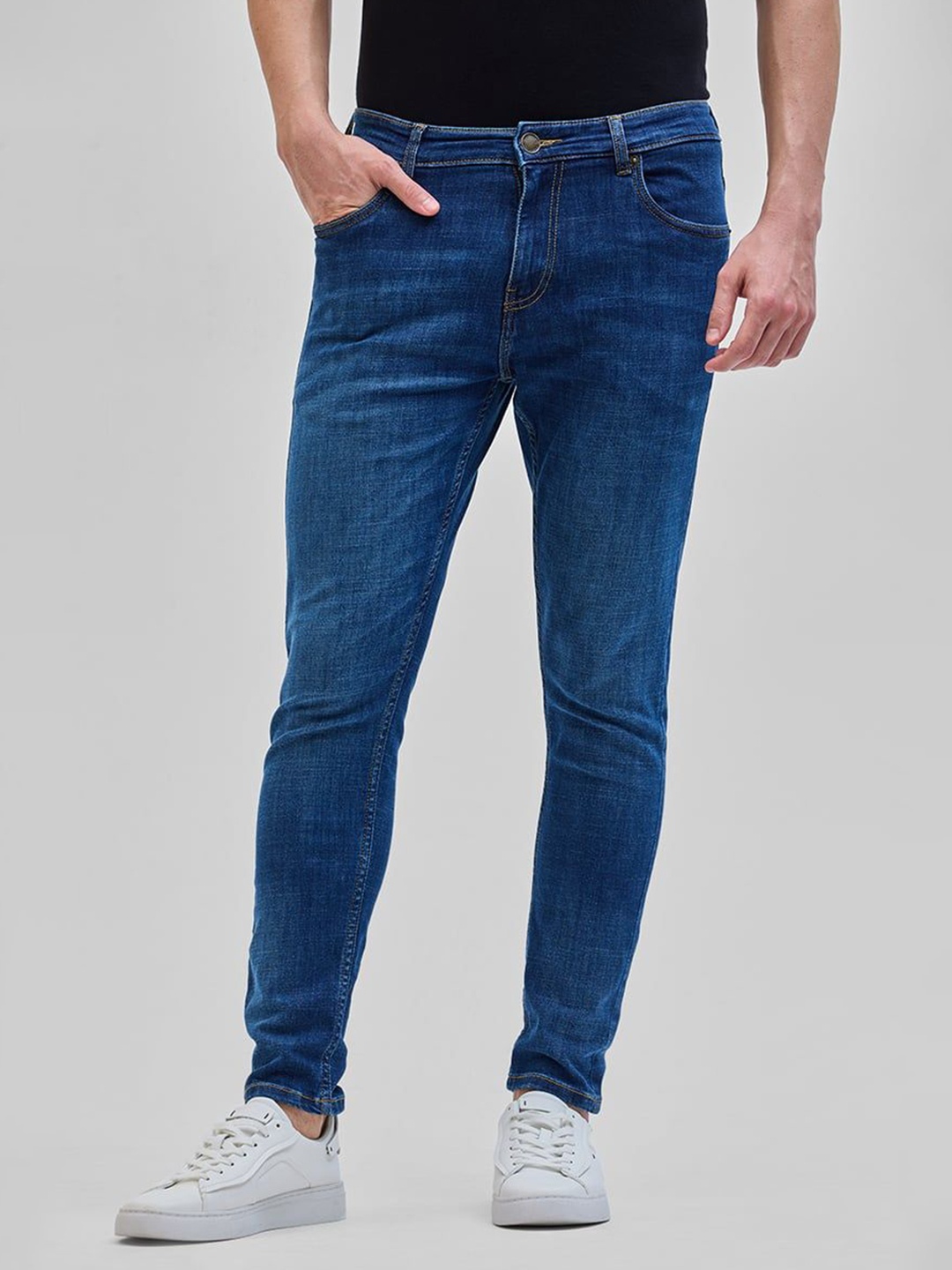 

Snitch Men Narrow Skinny Fit Light Fade Stretchable Jeans, Navy blue