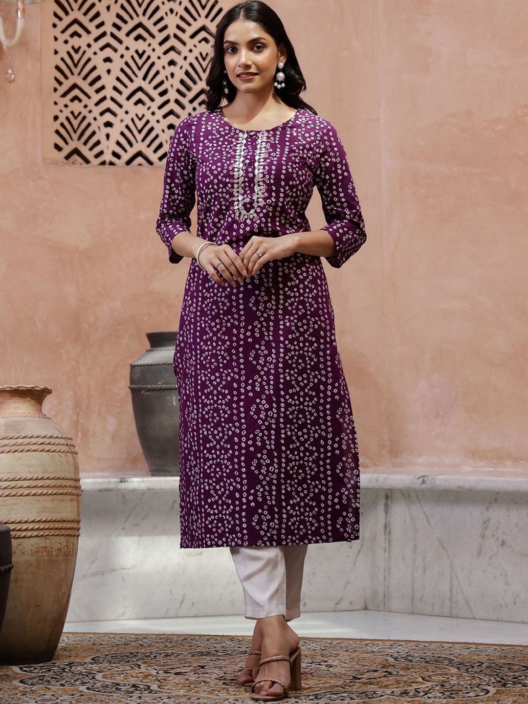 

RangDeep Bandhani Pure Cotton Kurta, Purple