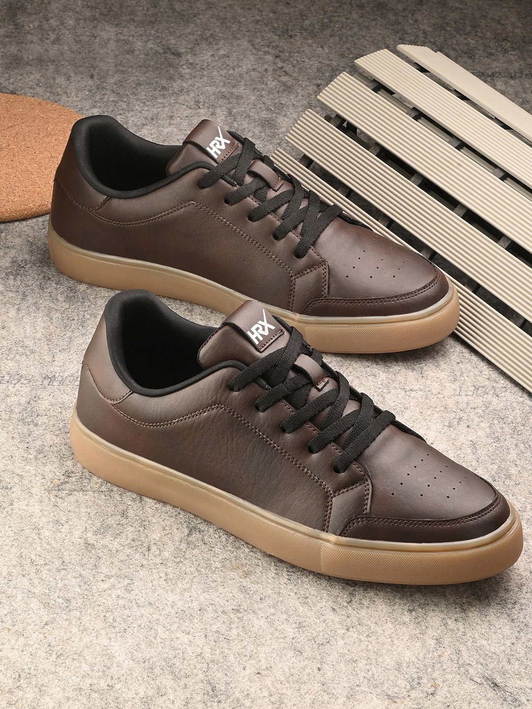 

HRX by Hrithik Roshan Men Round Toe Mid-Top Lace-Ups Sneakers, Brown