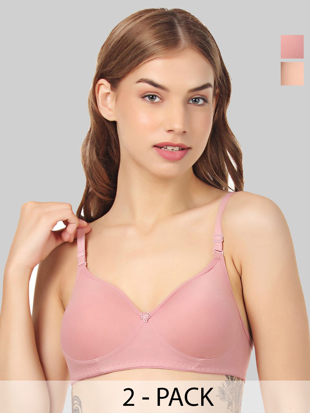 

Designer Bugs Pack Of 2 Full Coverage Underwired T-Shirt Bra, Rose gold