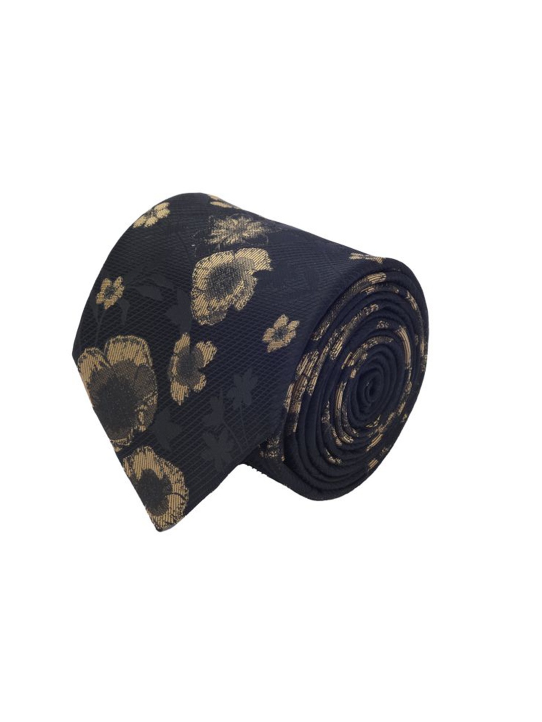 

Cazzano Men Floral Printed Broad Tie, Black