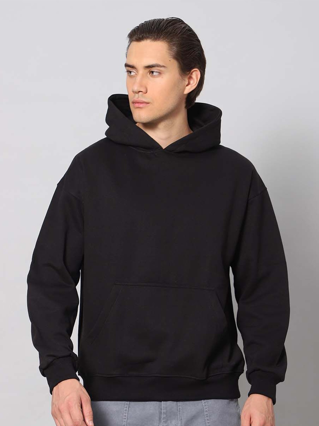 

Besick Men Hooded Pullover Sweatshirt, Black