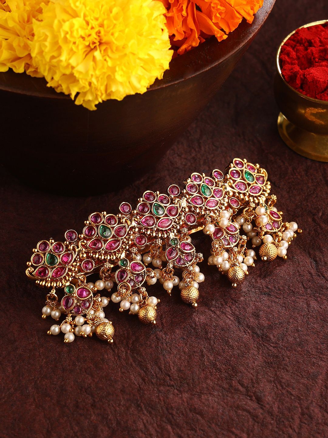 

Priyaasi Women Beaded French Barrette, Gold