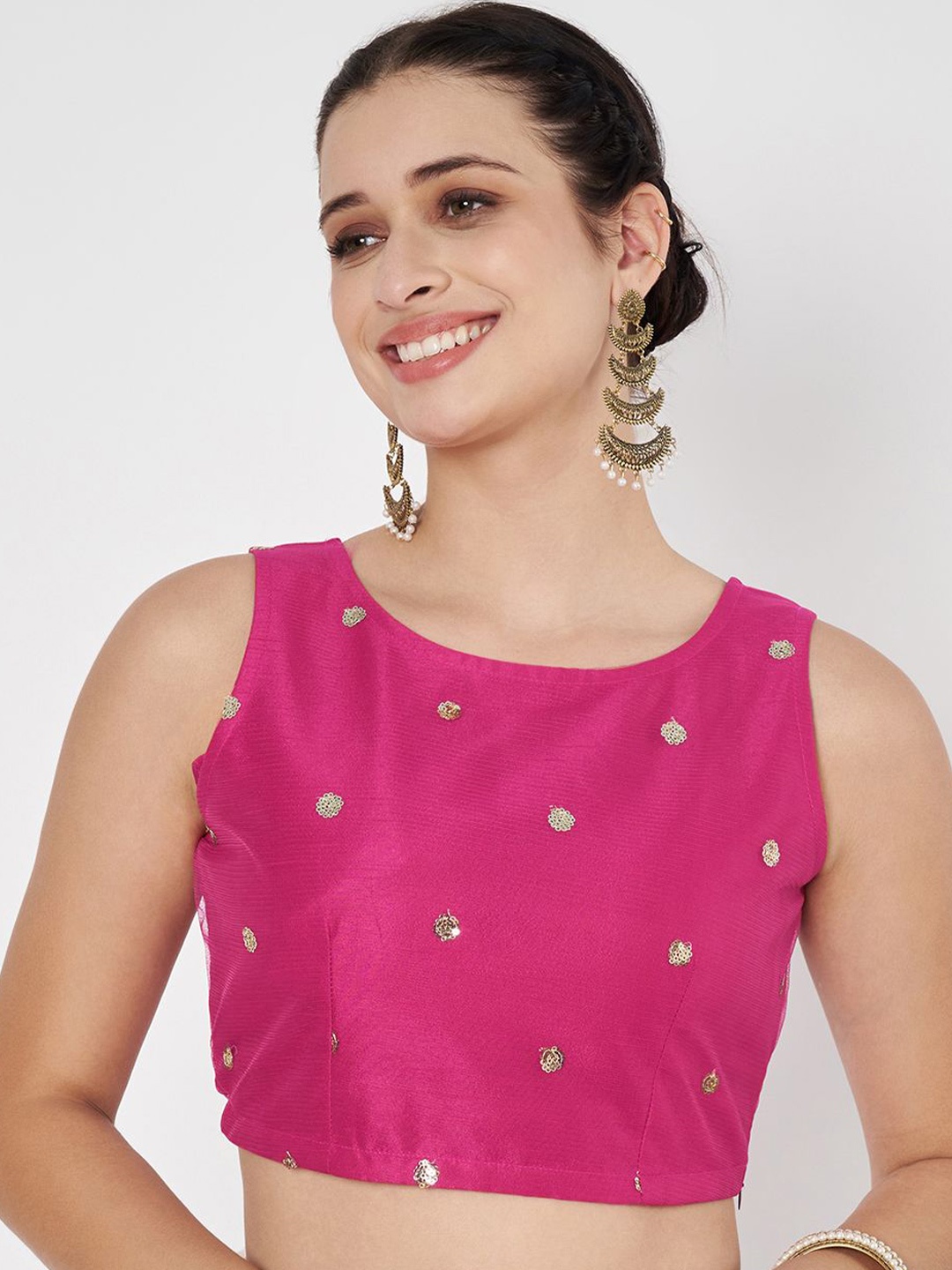 

studio rasa Women Polka Dot Embroidered Crop Top, Pink