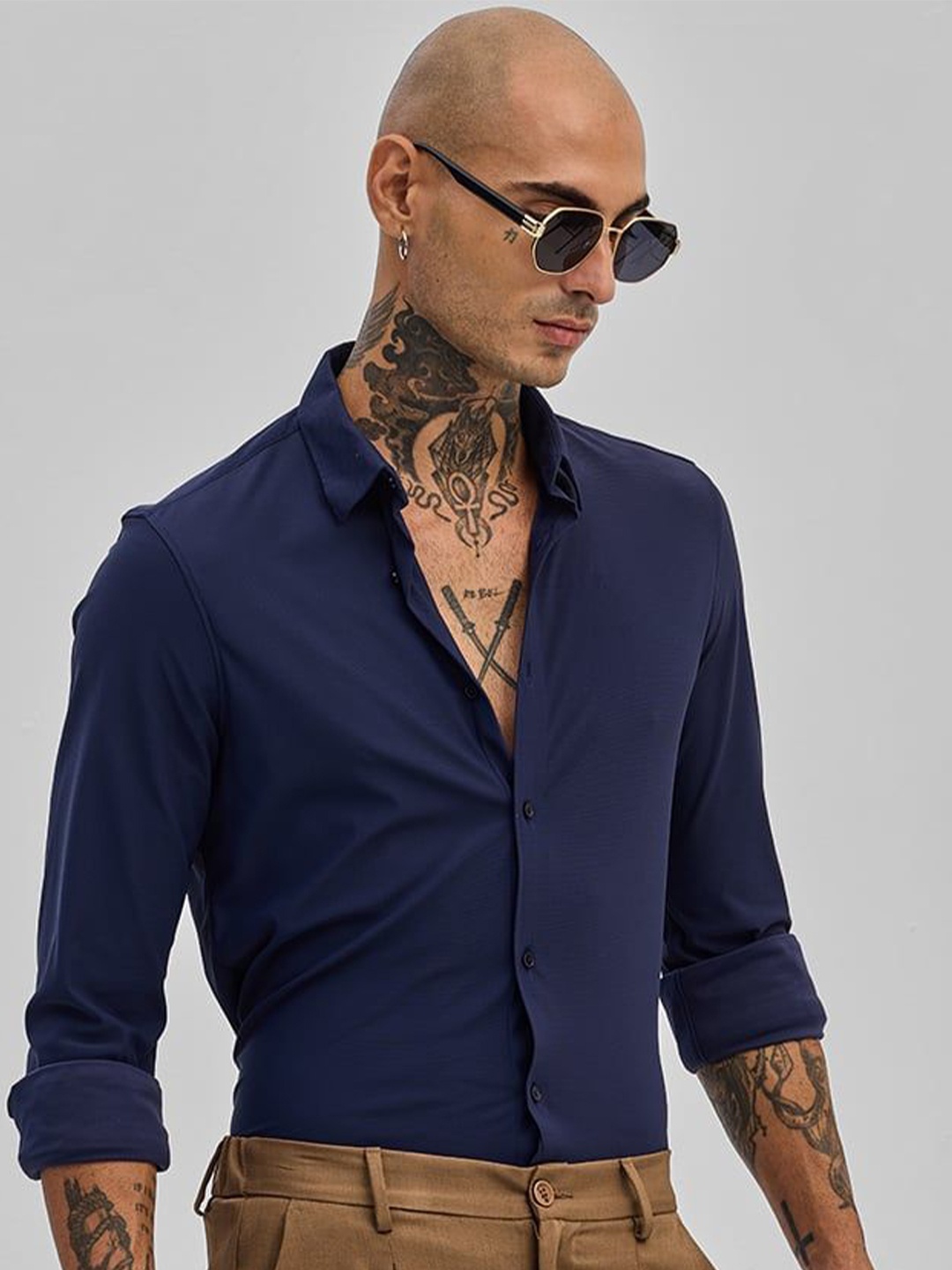 

Snitch Men Smart Slim Fit Casual Shirt, Navy blue