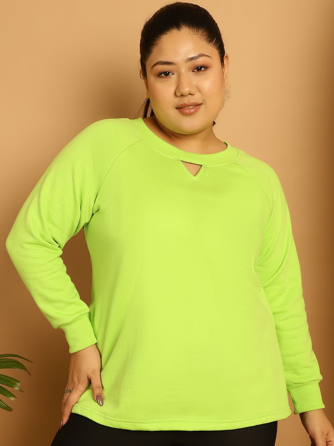 

theRebelinme Women Plus Size Pullover Sweatshirt, Lime green