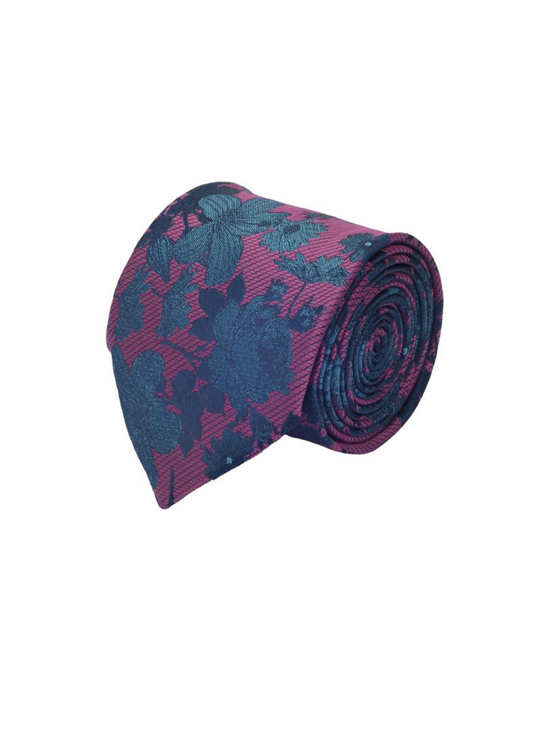 

Cazzano Men Floral Printed Open Tip Broad Tie, Purple