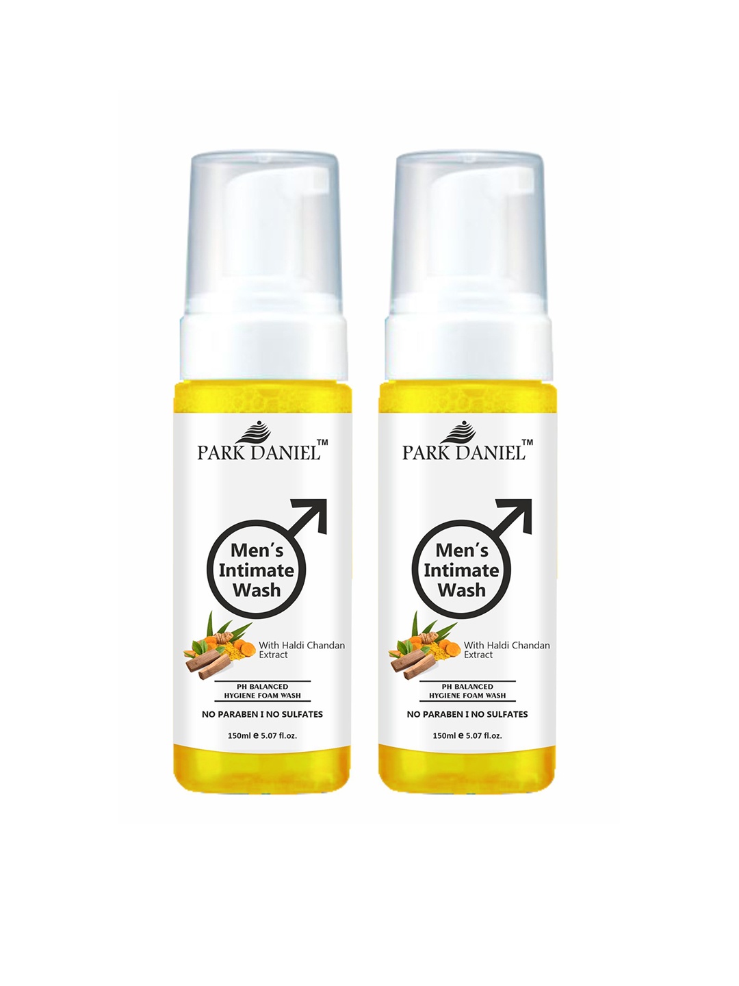 

Park Daniel Set Of 2 Men's Intimate Wash With Haldi Chandan Extract- 150 ml Each, Yellow