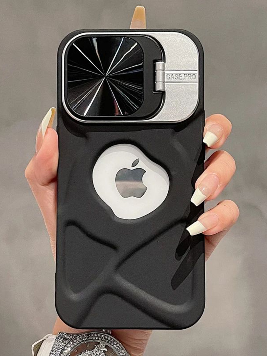 

Luxury Kase Solid Printed iPhone 13 Pro Max Back Case Mobile Accessories, Black