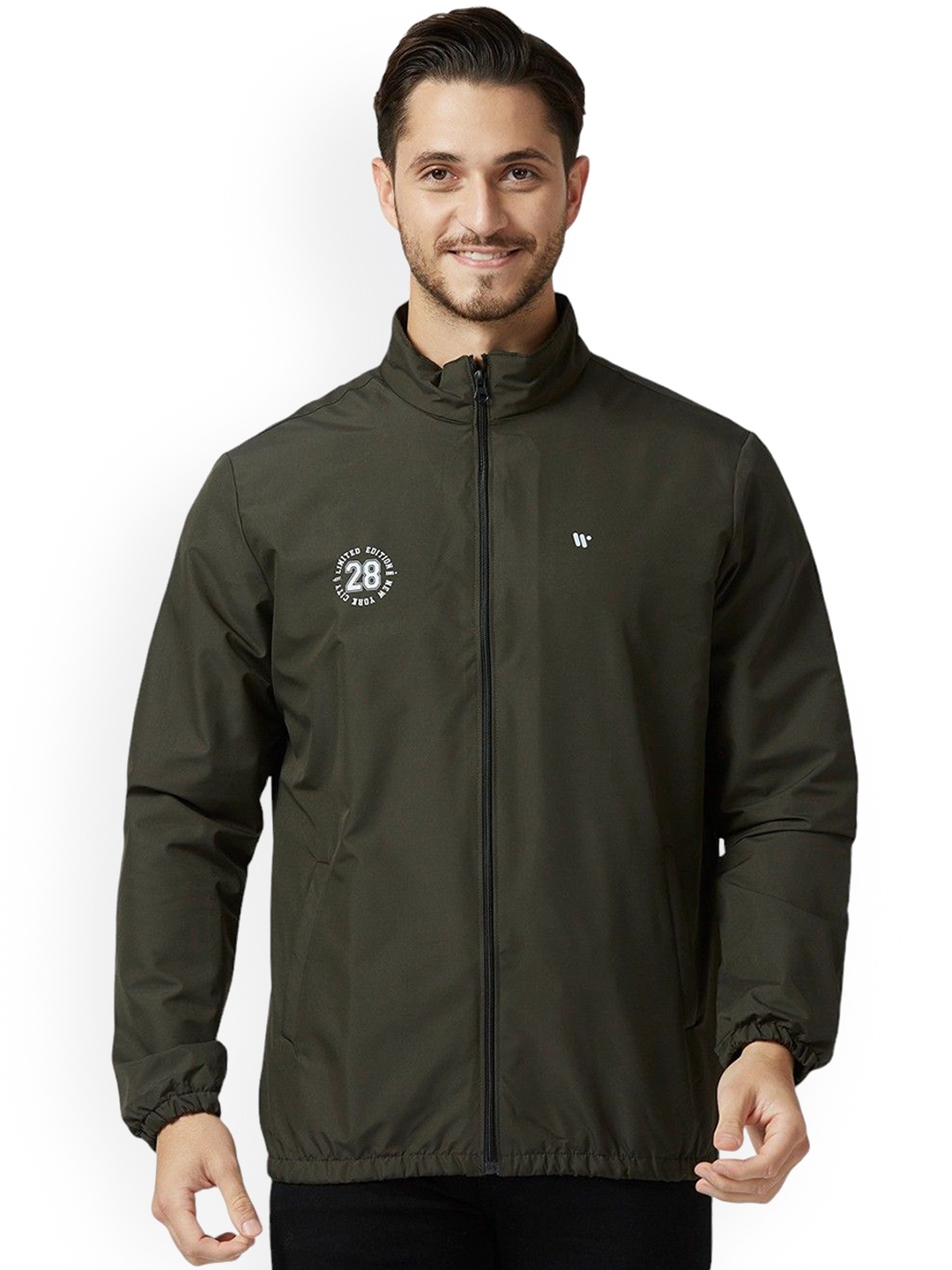 

Zeel Men Windcheater Longline Sporty Jacket with Embroidered, Green