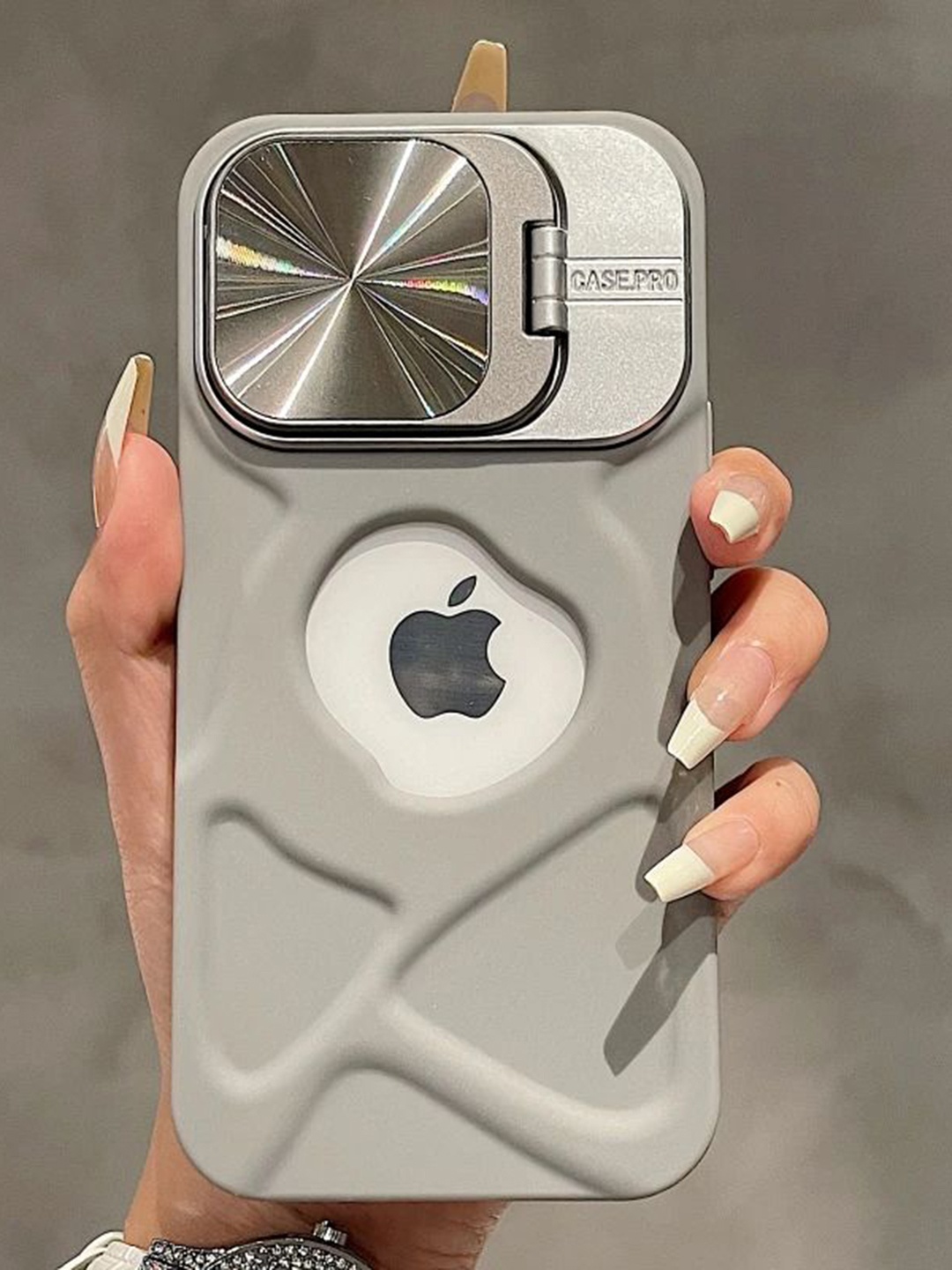 

Luxury Kase Solid Printed iPhone 14 Pro Max Back Case Mobile Accessories, Grey