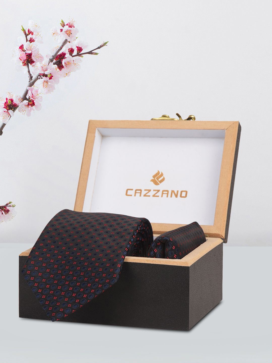 

Cazzano Men Tie and Pocket Square Accessory Gift Set Comes with a box, Blue