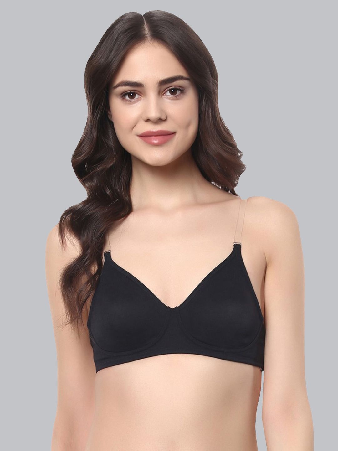 

Soie Women Medium Coverage Transparent Back Everyday Bra, Black