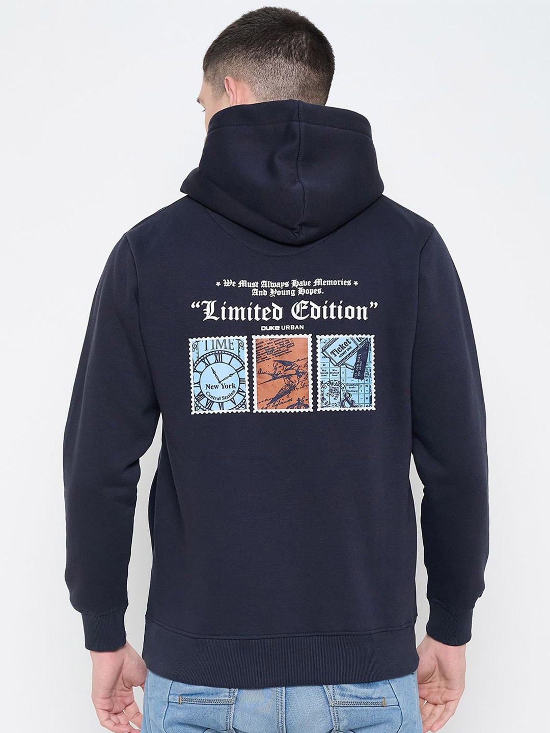 

Duke Men Typography Printed Hooded Sweatshirt, Blue