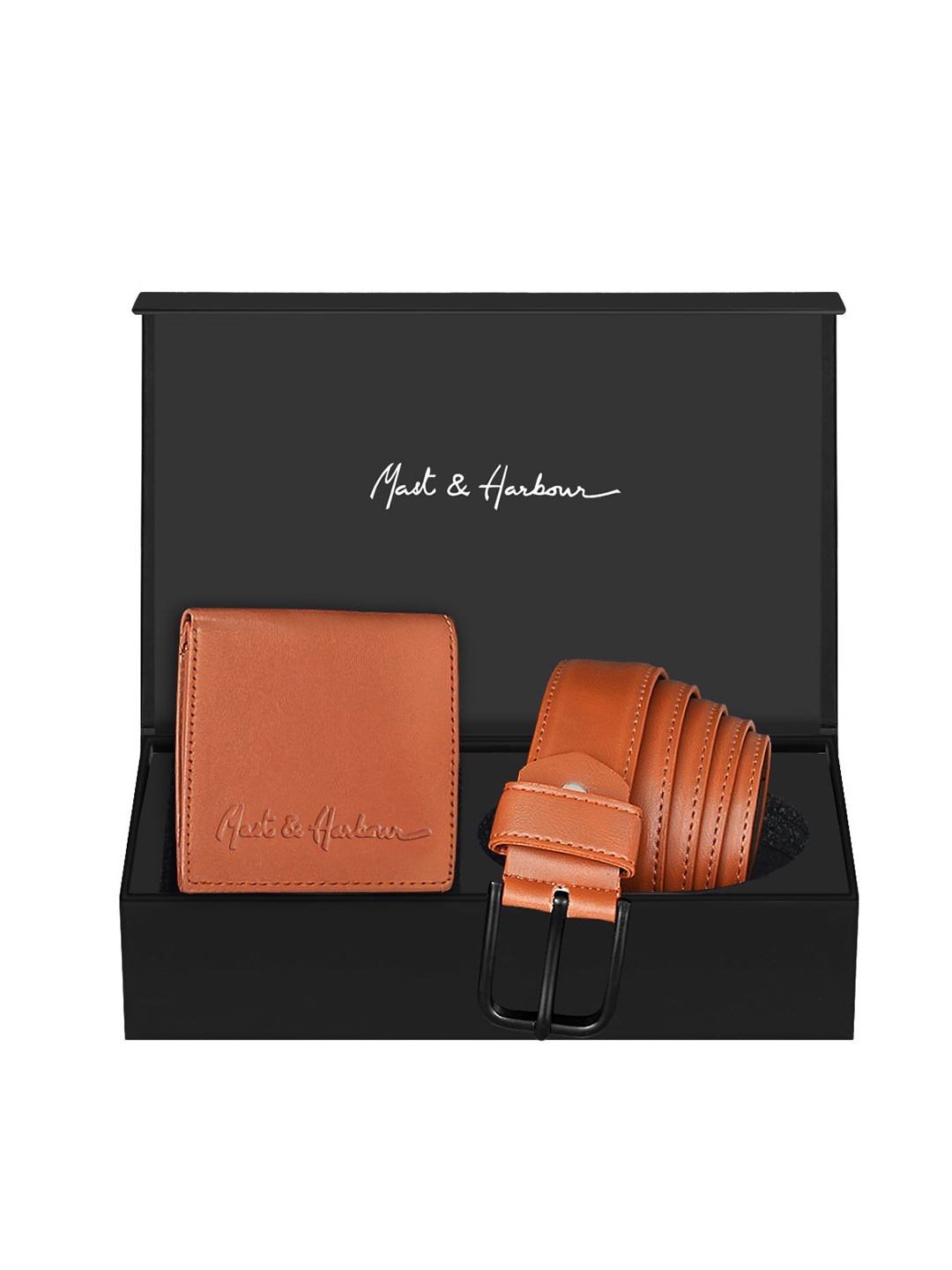 

Mast & Harbour Men Wallet & Belt Accessory Gift Set of 2, Tan