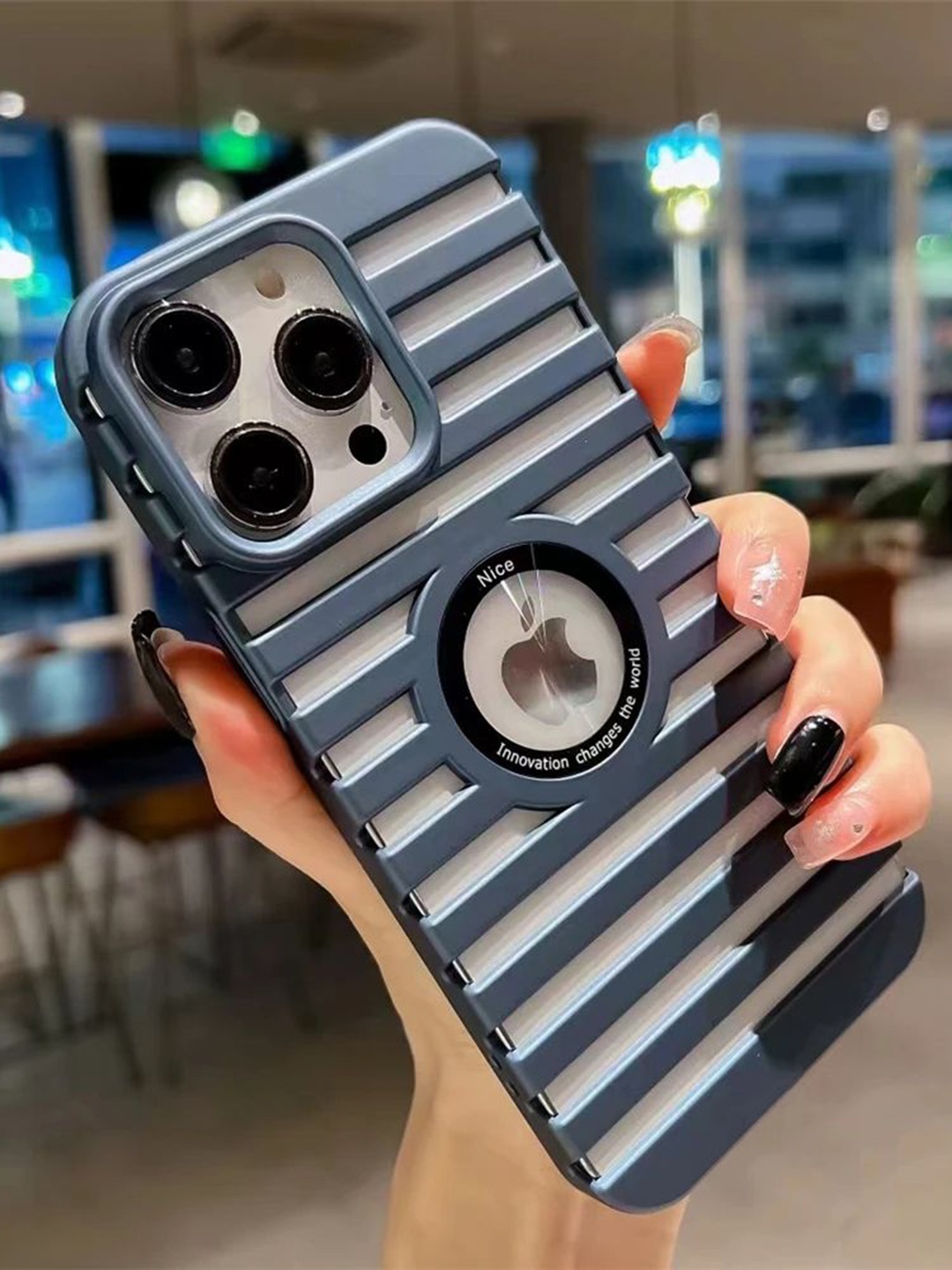 

Luxury Kase Solid Printed iPhone 13 Pro Back Case Mobile Accessories, Blue