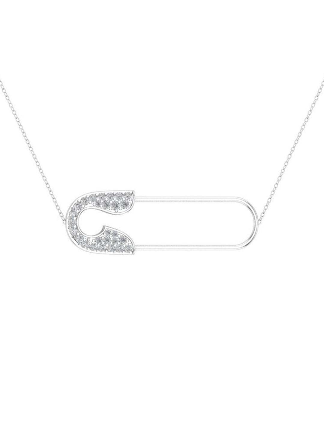 

Raf the label 925 Sterling Silver Silver-Plated Cubic Zirconia Safety Pin Minimal Necklace