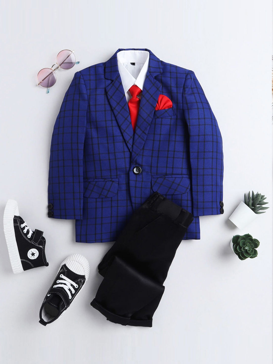 

BAESD Boys Single Breasted Four Piece Suit, Navy blue