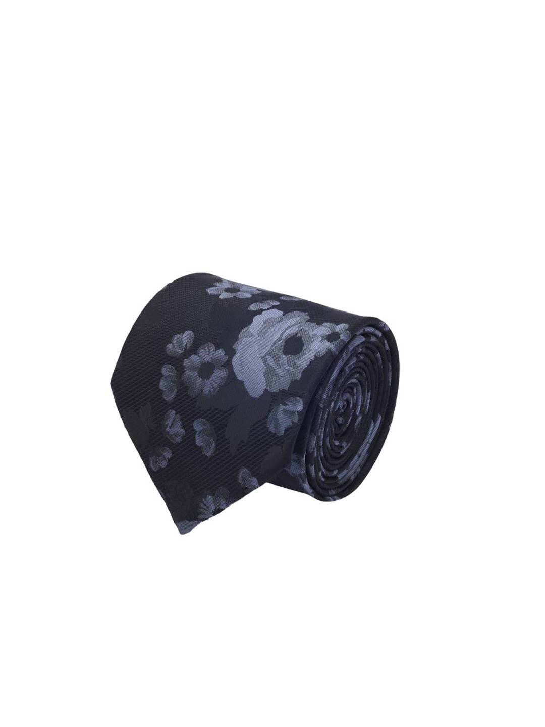 

Cazzano Men Floral Printed Open Tip Broad Tie, Black