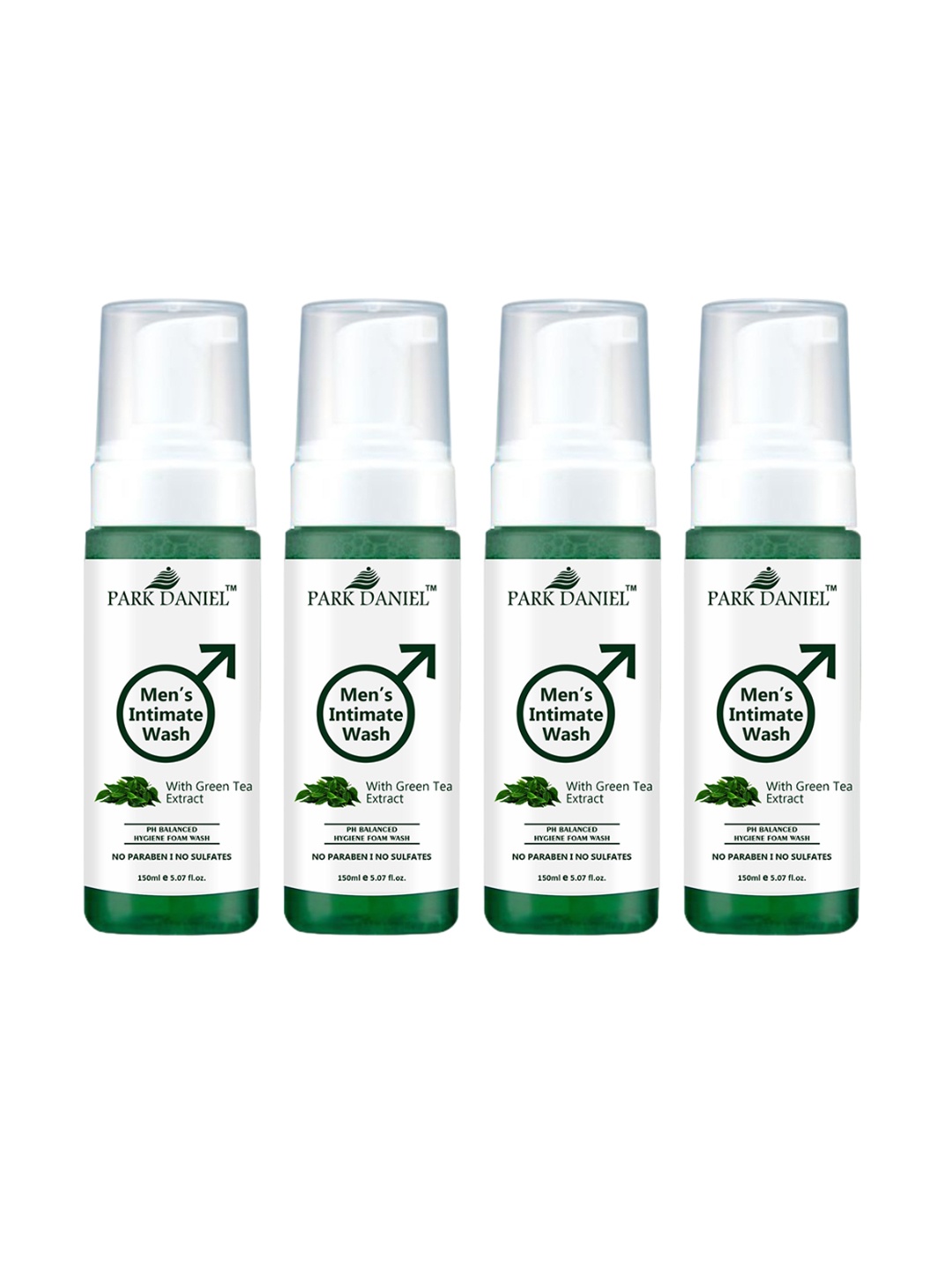 

Park Daniel Set Of 4 Men's Intimate Wash With Green Tea Extract- 150 ml Each