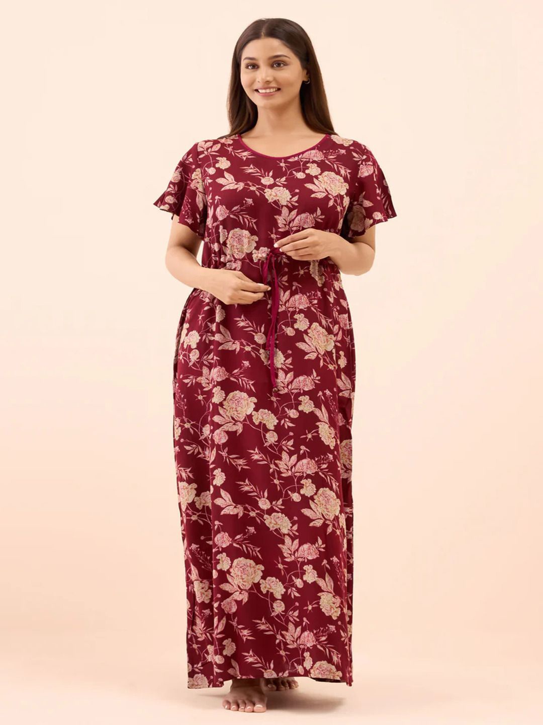 

Maybell Women's Printed Maxi Nightdress, Maroon