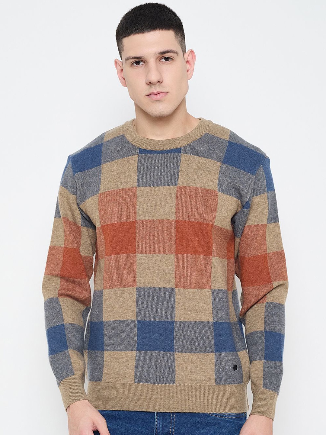 

Duke Men Checked Pullover, Brown