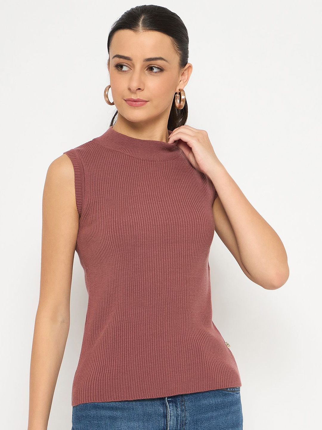 

Madame Women Striped Sweater Vest, Pink