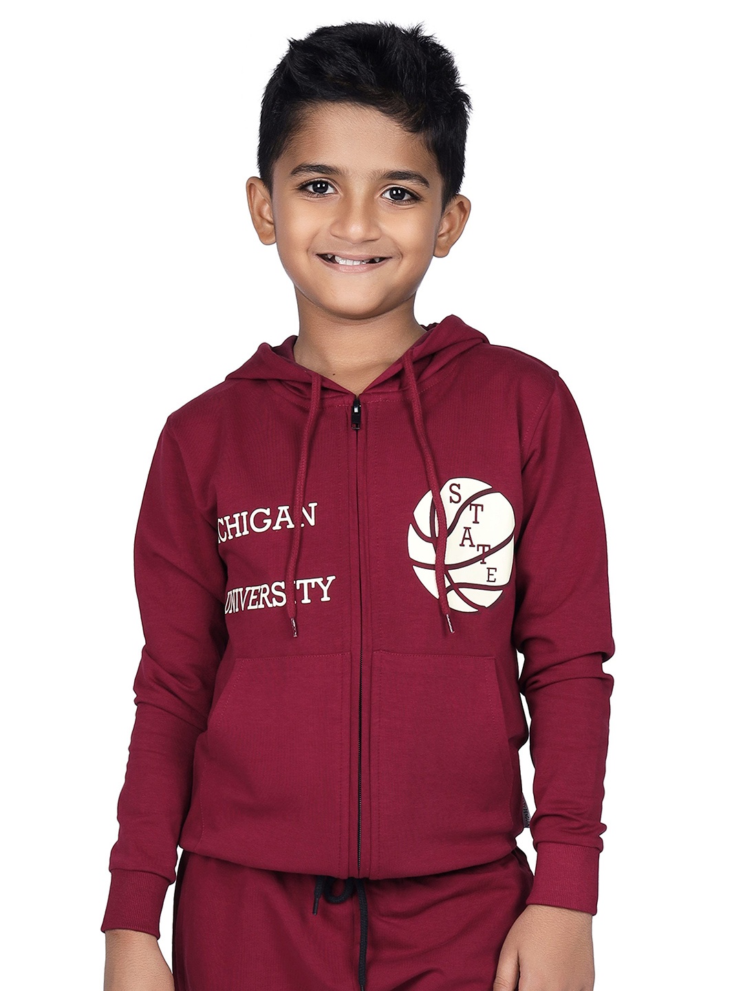 

CRAZYPENGUIN ELITE Boys Cotton Hooded Sweatshirt, Maroon