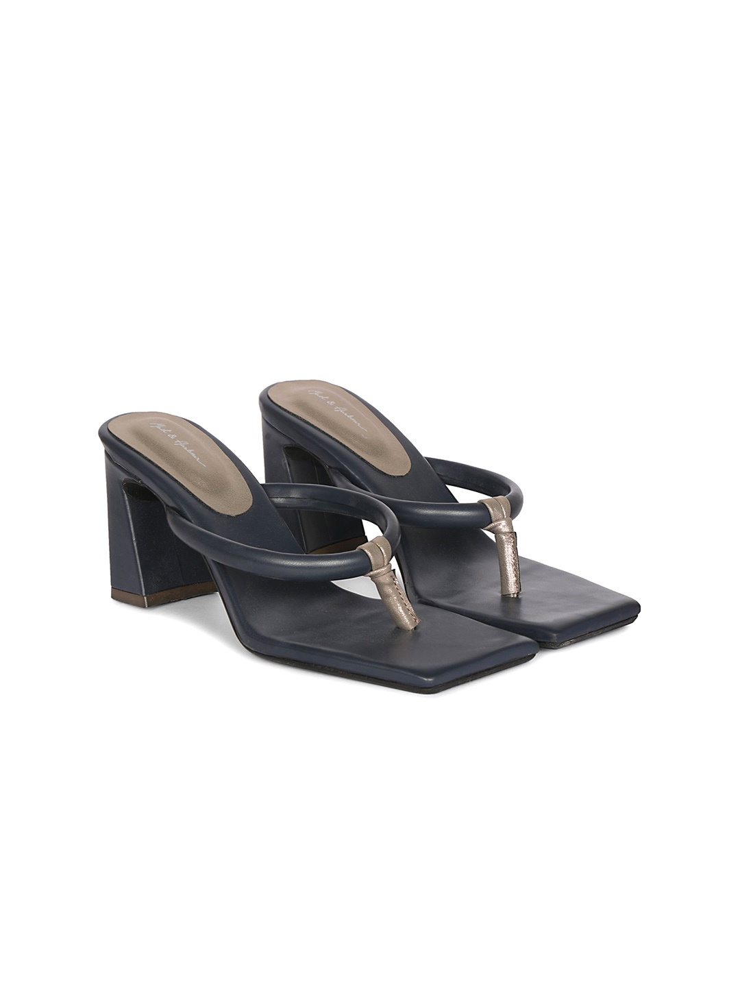 

Mast & Harbour Women Open Toe Block Heel Sandals, Navy blue
