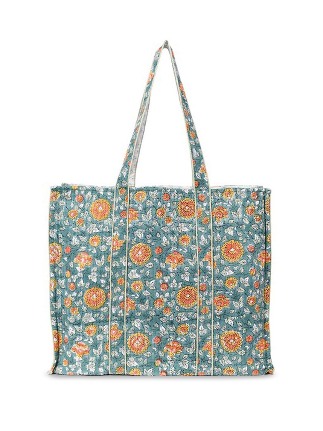 

Block N Style Floral Block Printed Tote Bag, Multi