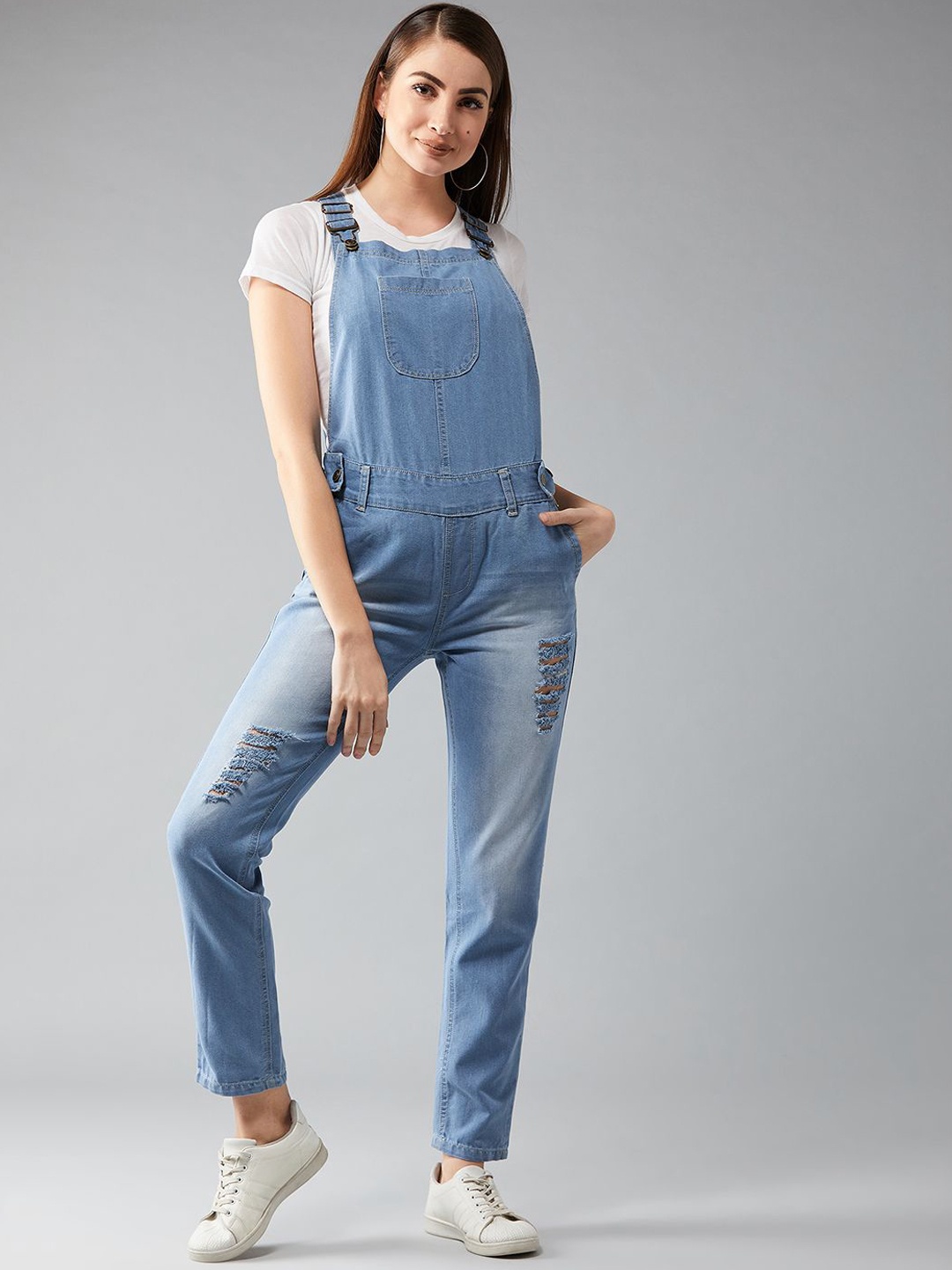 

Miss Chase Women Harmonic Horizon Denim Dungarees, Blue