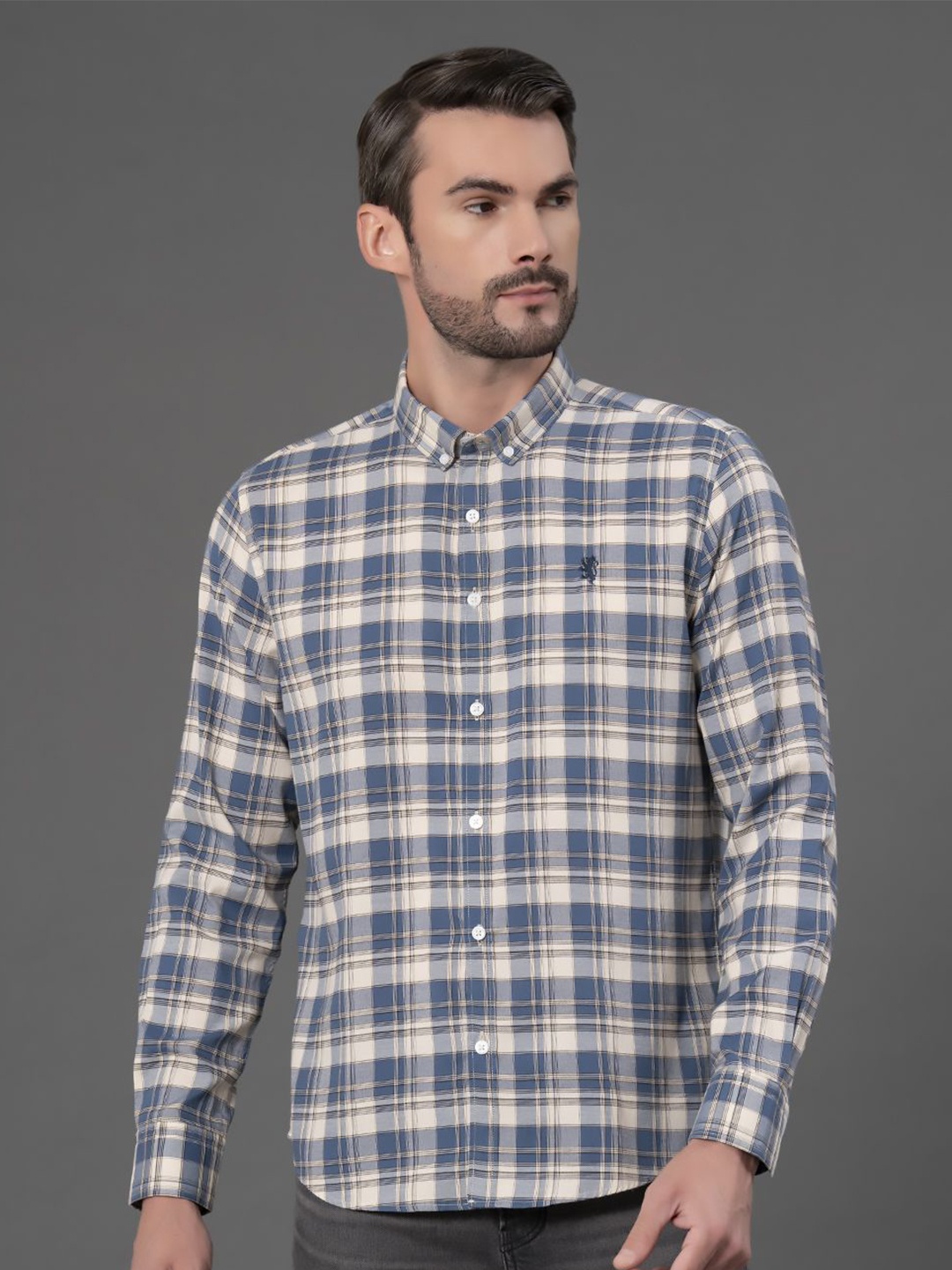 

Red Tape Men Tartan Checked Casual Shirt, Blue