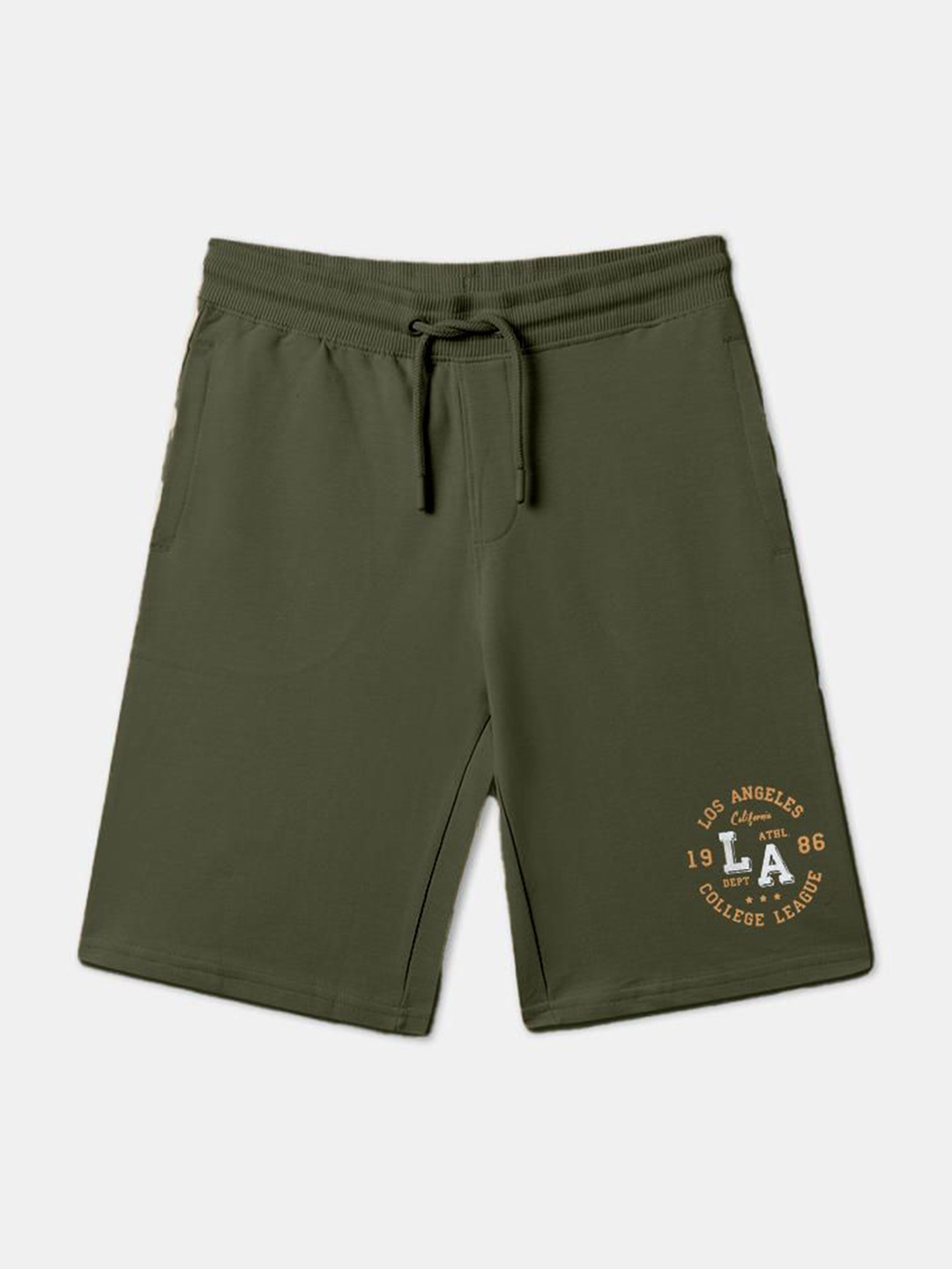 

3PIN Boys Cotton Mid-Rise Regular Shorts, Olive
