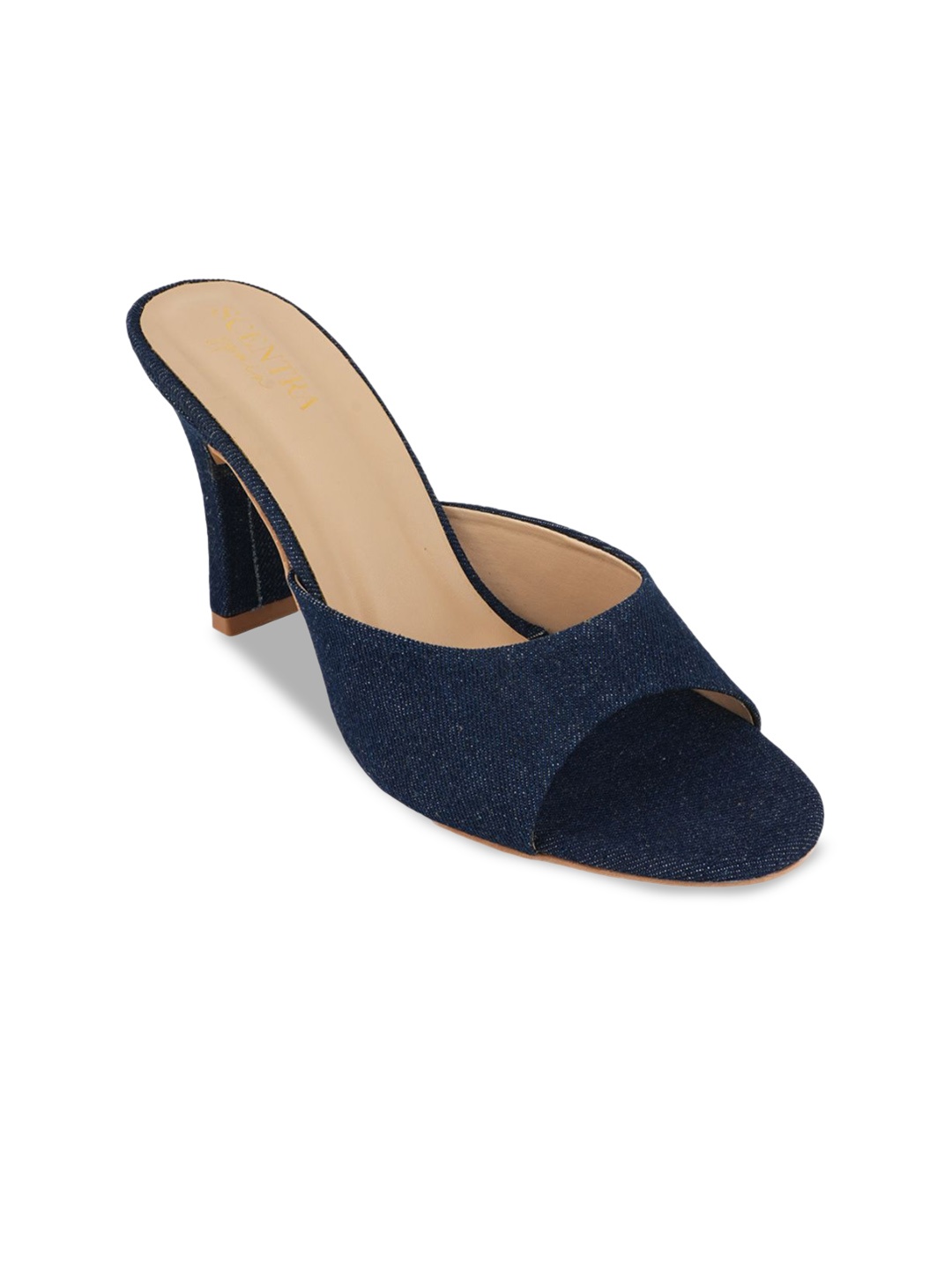 

SCENTRA Party Block Heel Sandals with Buckles, Navy blue