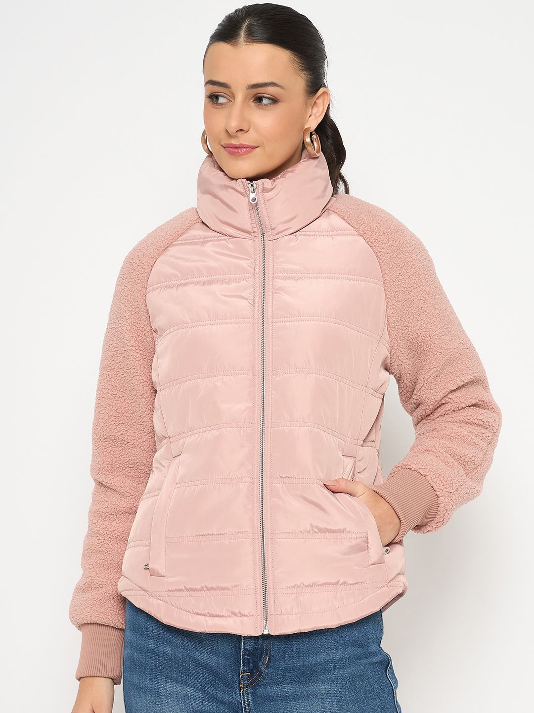 

Madame Women Polyester Padded Jacket, Pink