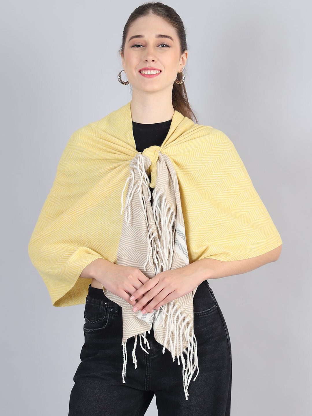 

ELLIS Women Printed Mufflers, Yellow