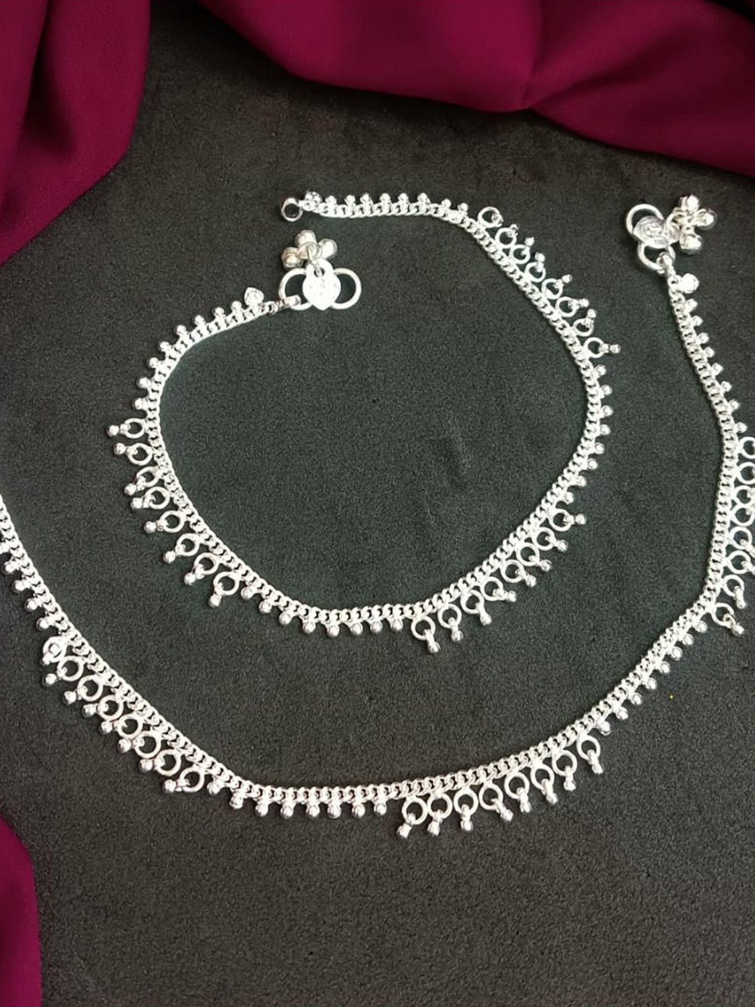 

Efulgenz Set Of 2 Rhodium-Plated Anklets, Silver