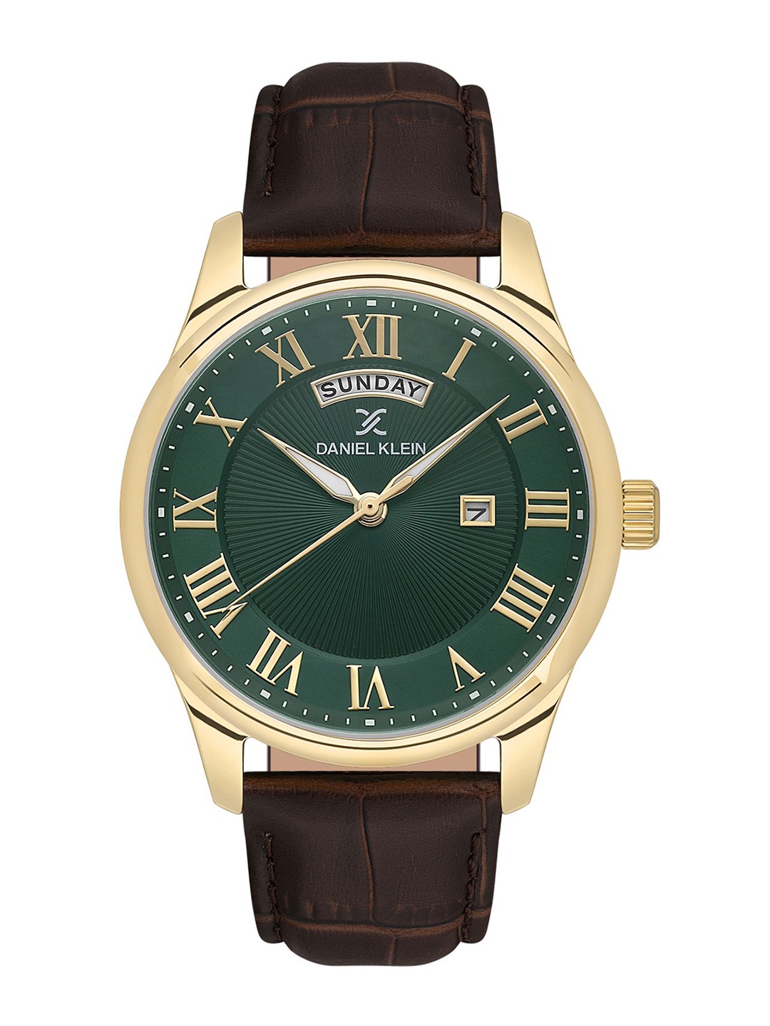 

Daniel Klein Men Round Dial & Leather Textured Straps Quartz Analogue Watch DK.1.13819-4, Green