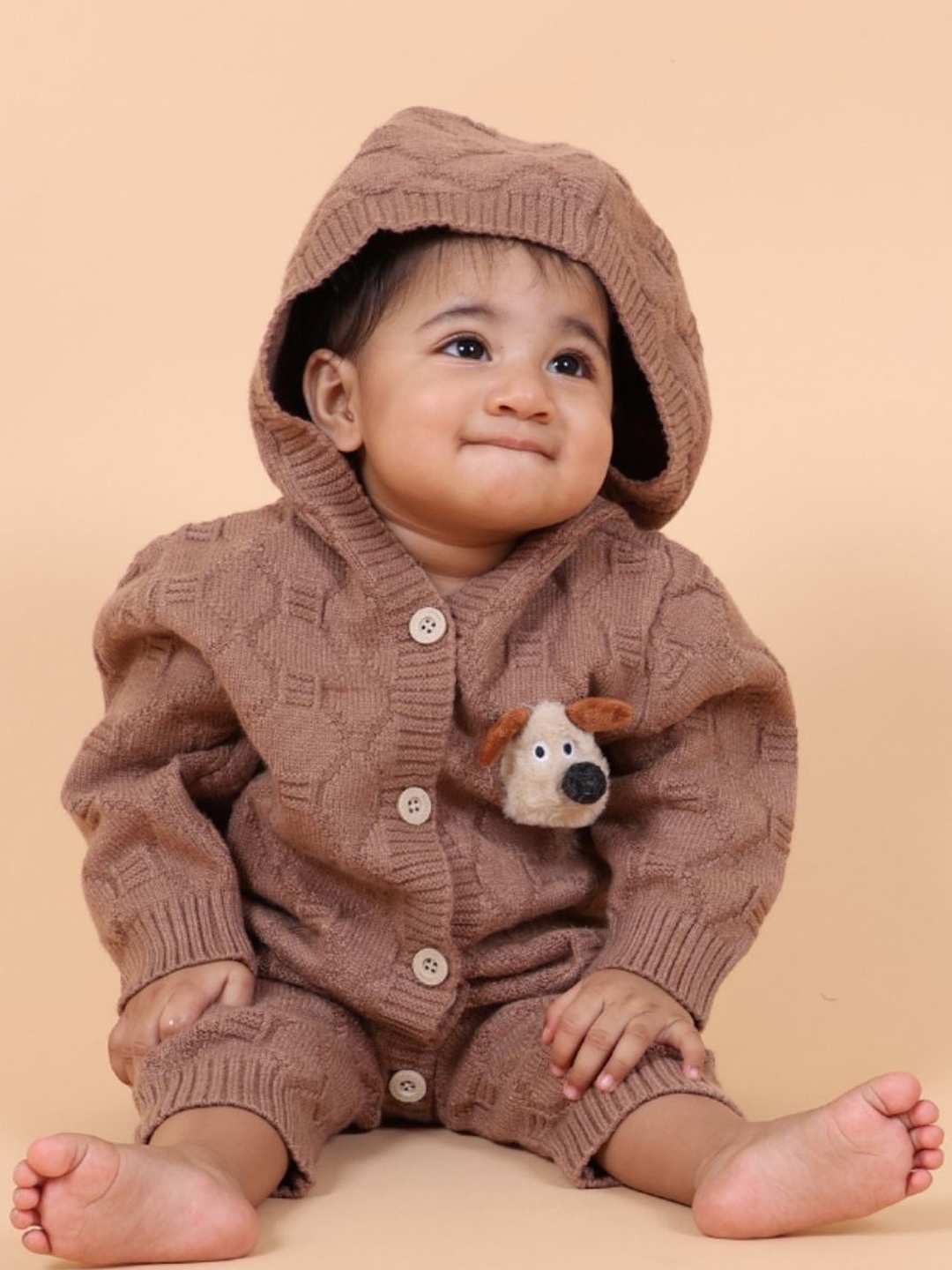 

MAMA AND PEACHES Kids Long Sleeve Cotton Romper, Brown