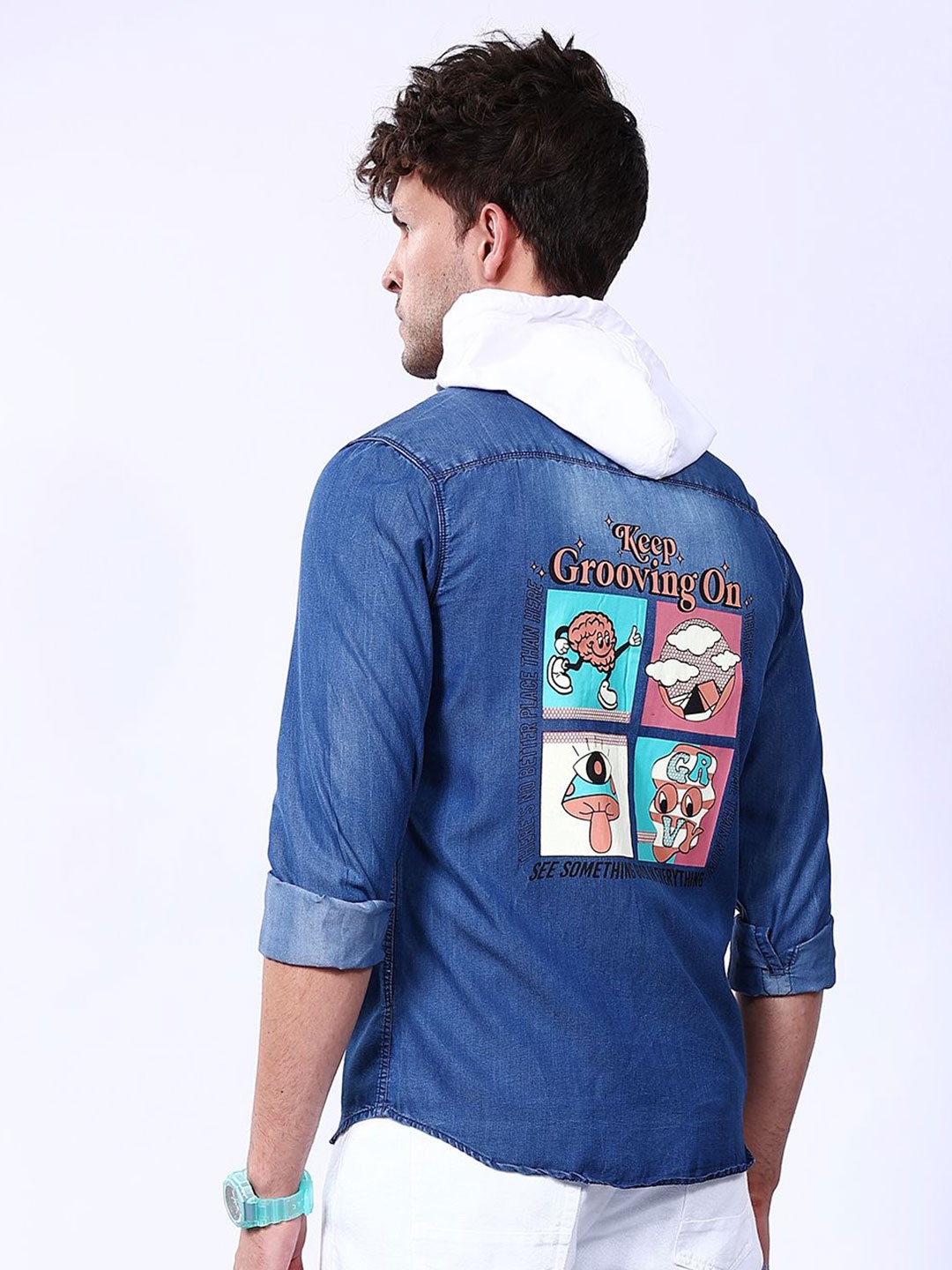 

The Indian Garage Co Men Slim Fit Opaque Printed Casual Shirt, Blue