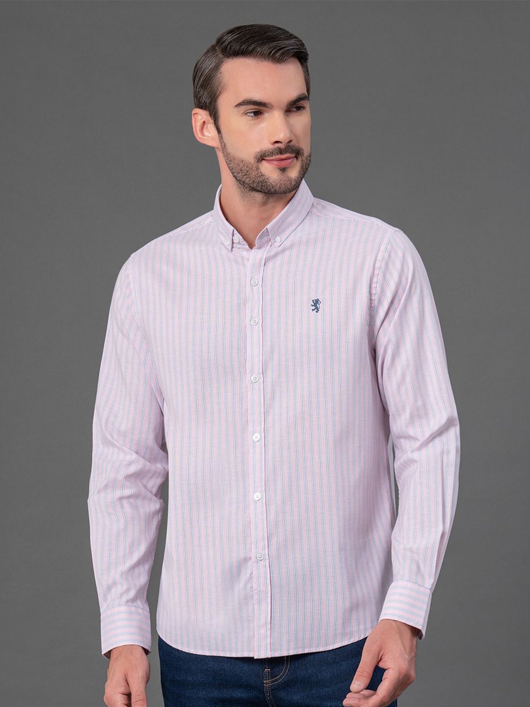 

Red Tape Men Opaque Striped Casual Shirt, Pink