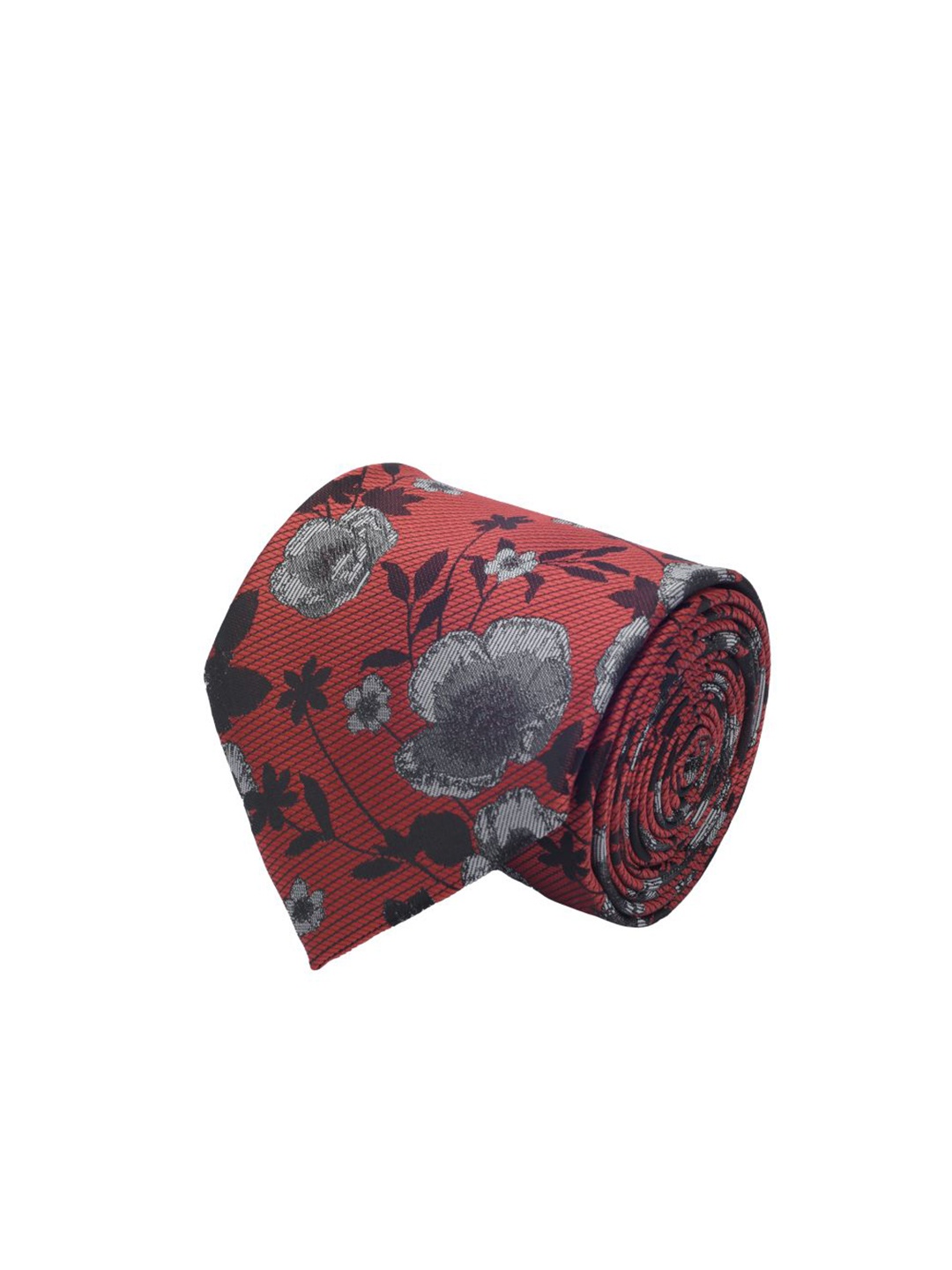 

Cazzano Men Floral Printed Open Tip Tie, Maroon