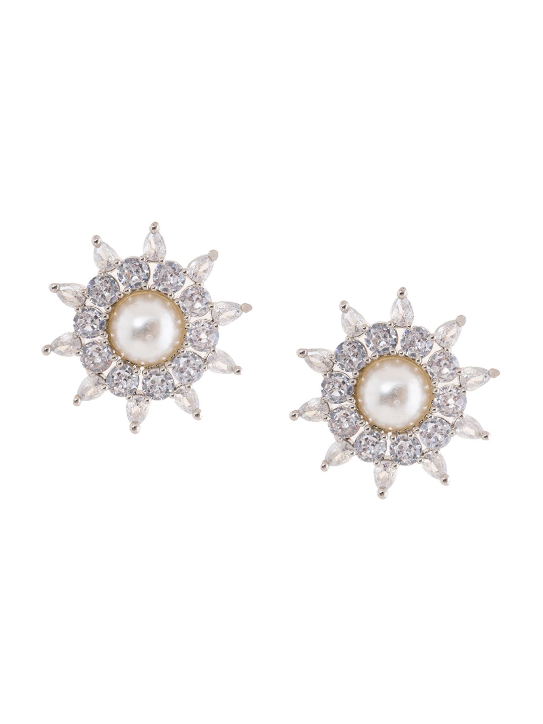 

PUTSTYLE Silver-Plated Contemporary American Diamond Studs