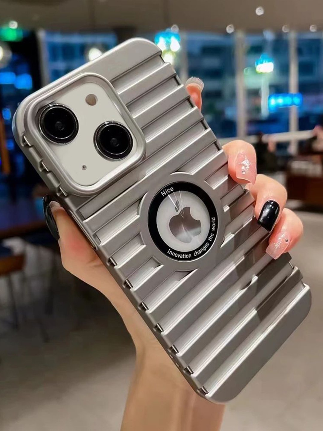 

Luxury Kase Solid Printed iPhone 15 Back Case Mobile Accessories, Grey
