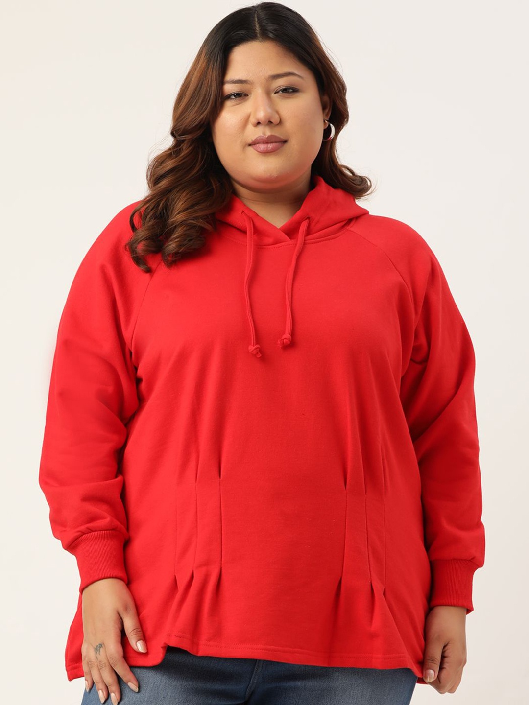 

theRebelinme Women Plus Size Hooded Sweatshirt, Red